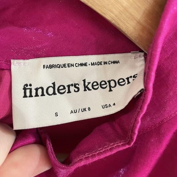 Finders Keepers Yasmine long sleeve mini dress in fuchsia Open Back Size 4 - Picture 6 of 6